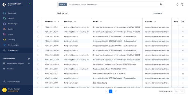 Mail-Archiv Übersichtsliste